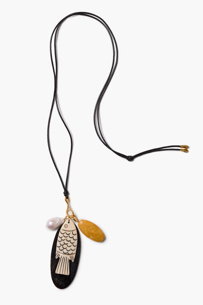 Shoal Leather Charm Necklace Multi