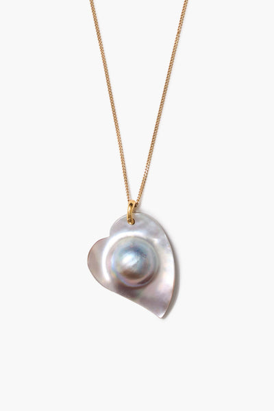 Mabe Heart Necklace Grey Pearl