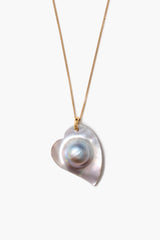 Mabe Heart Necklace Grey Pearl