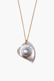 Mabe Heart Necklace Grey Pearl