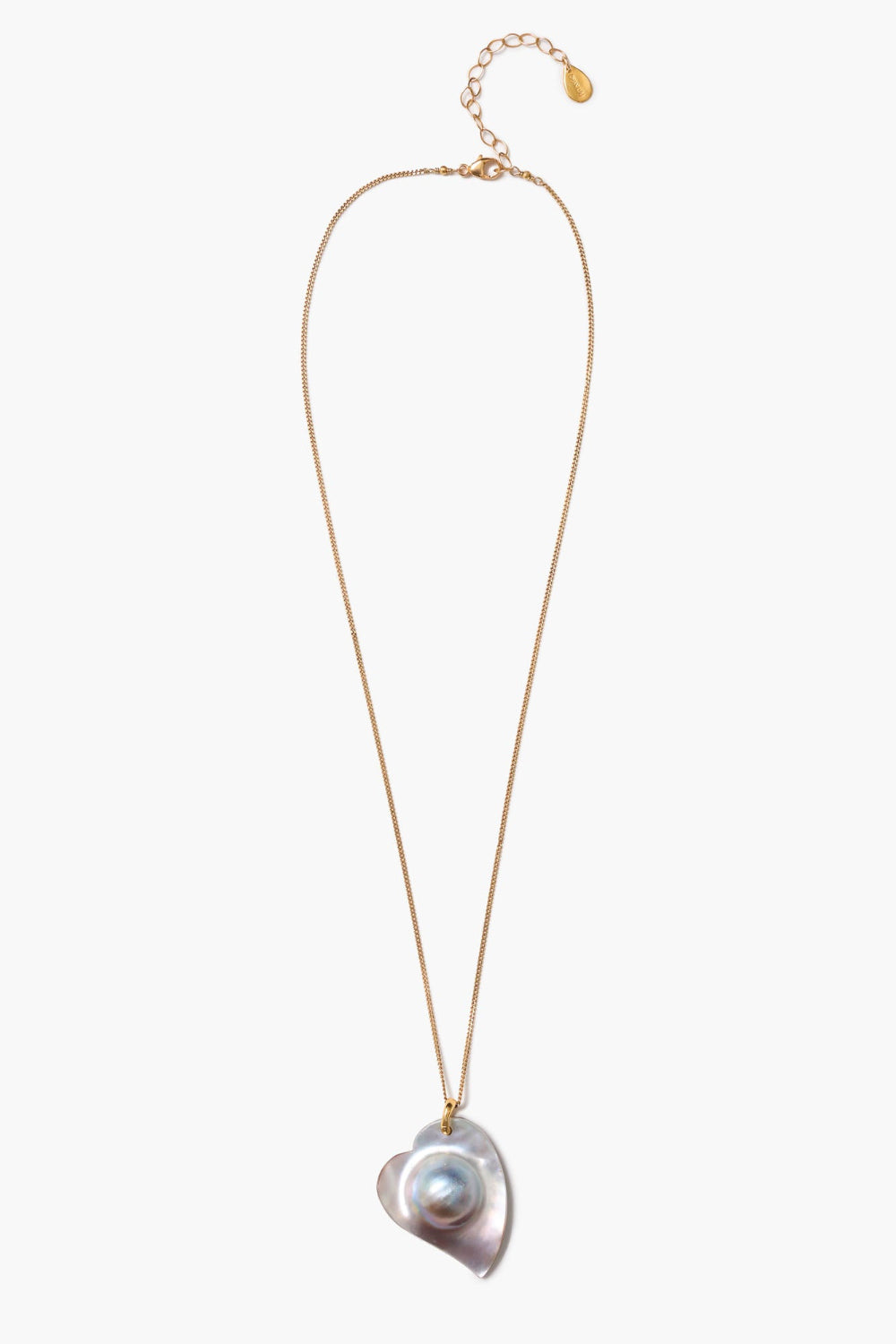 Mabe Heart Necklace Grey Pearl