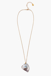 Mabe Heart Necklace Grey Pearl