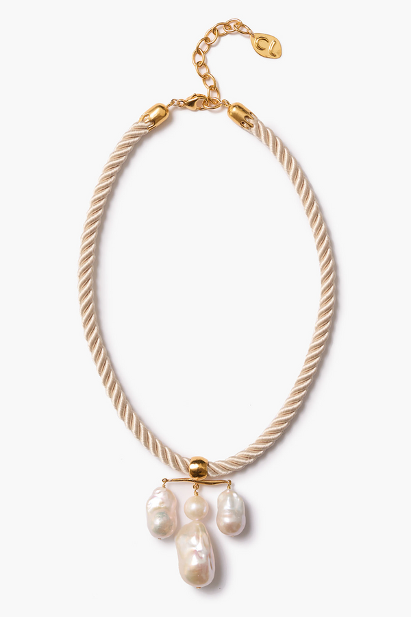 Caroline Twist Cord Necklace White Pearl
