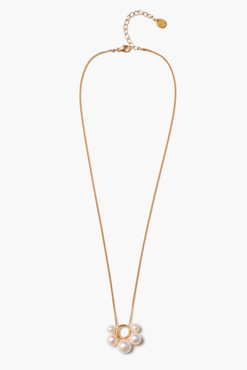 Soleil Pendant Necklace White Pearl