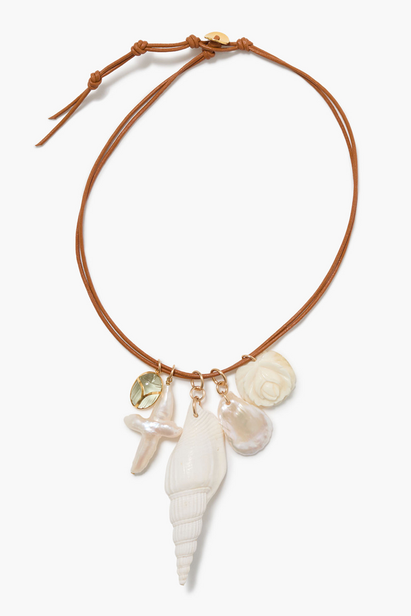 Sirena Charm Necklace White Pearl