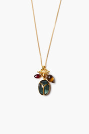 Scarab Charm Necklace Labradorite