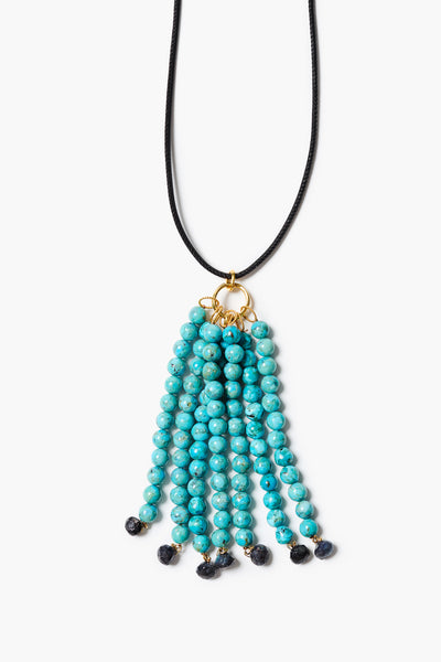 Octo Tassel Necklace Turquoise