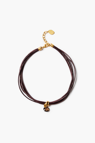 Serpentine Cord Necklace Smoky Quartz