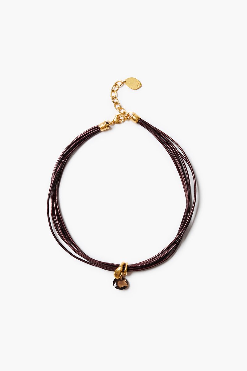 Serpentine Cord Necklace Smoky Quartz