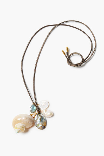Golden Turbo Shell Cord Necklace Multi