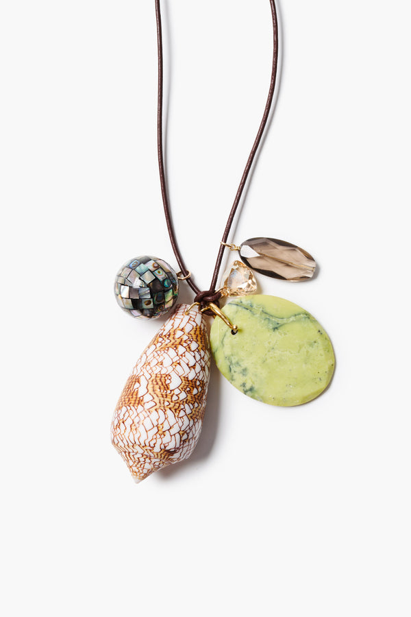 Serpentine Charm Cord Necklace Multi