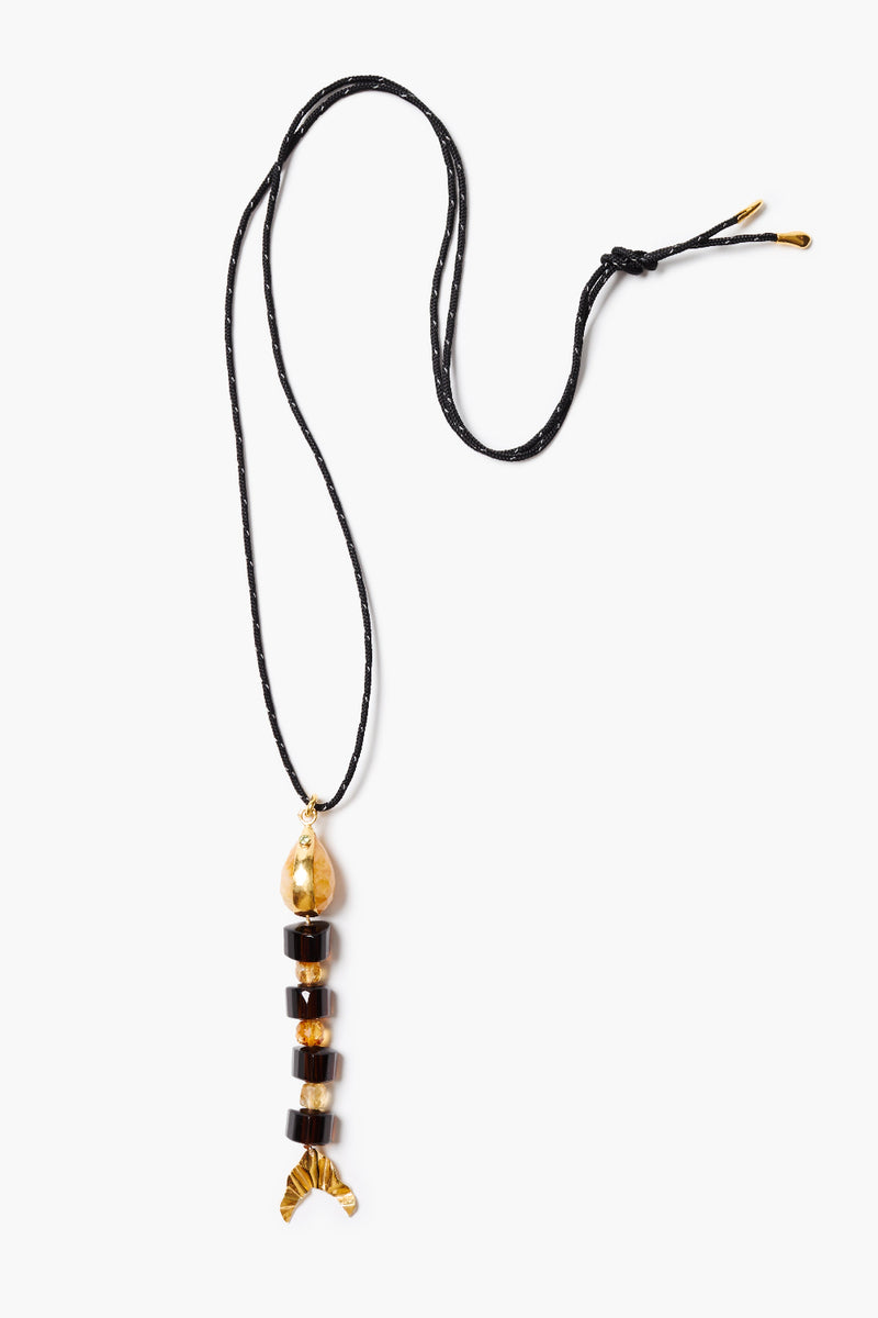 Fishbone Paracord Necklace Smoky Quartz
