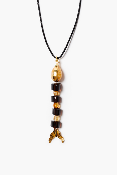 Fishbone Paracord Necklace Smoky Quartz