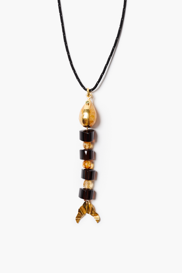 Fishbone Paracord Necklace Smoky Quartz