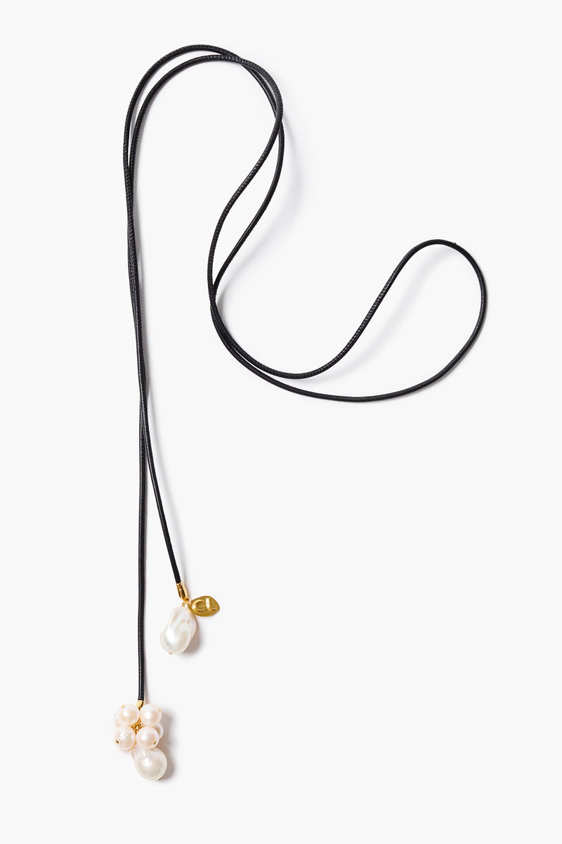 Jolie Lariat Necklace White Pearl