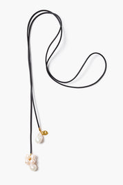 Jolie Lariat Necklace White Pearl
