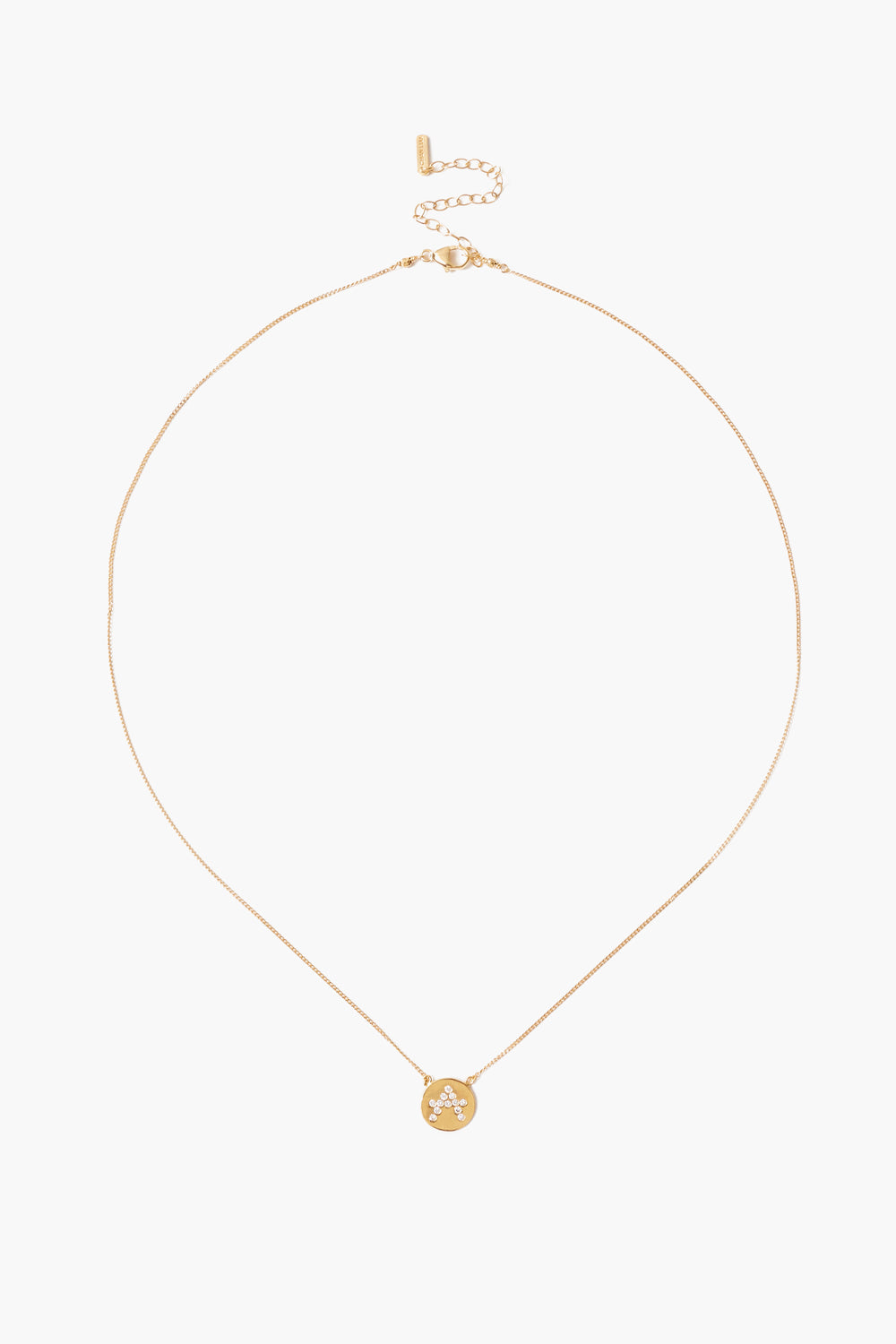 Diamond Initial Coin Necklace Gold