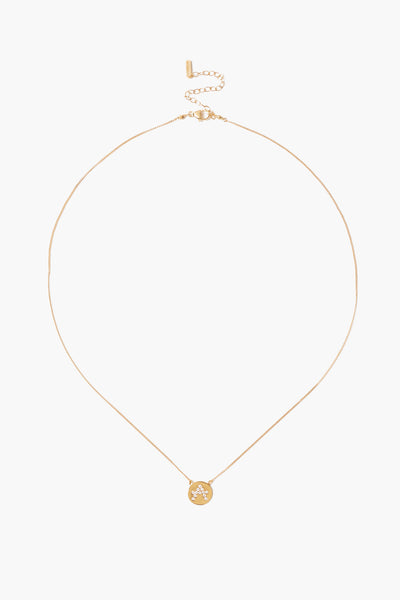 Diamond Initial Coin Necklace Gold