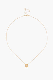 Diamond Initial Coin Necklace Gold