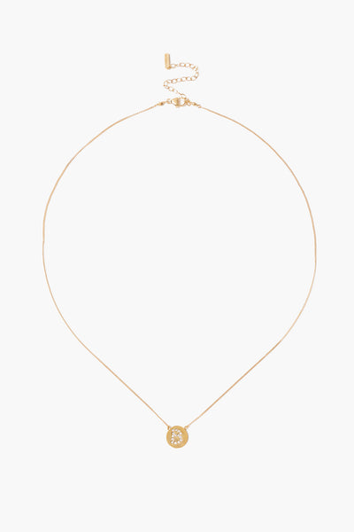 Diamond Initial Coin Necklace Gold