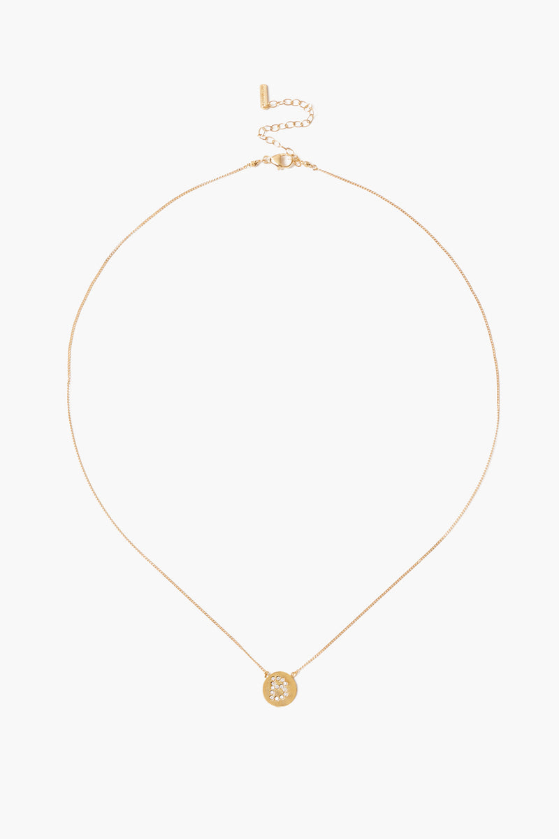 Diamond Initial Coin Necklace Gold