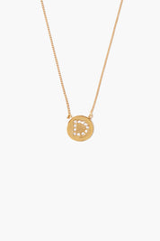 Diamond Initial Coin Necklace Gold