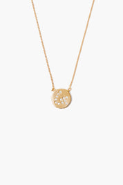 Diamond Initial Coin Necklace Gold