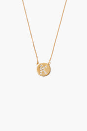 Diamond Initial Coin Necklace Gold