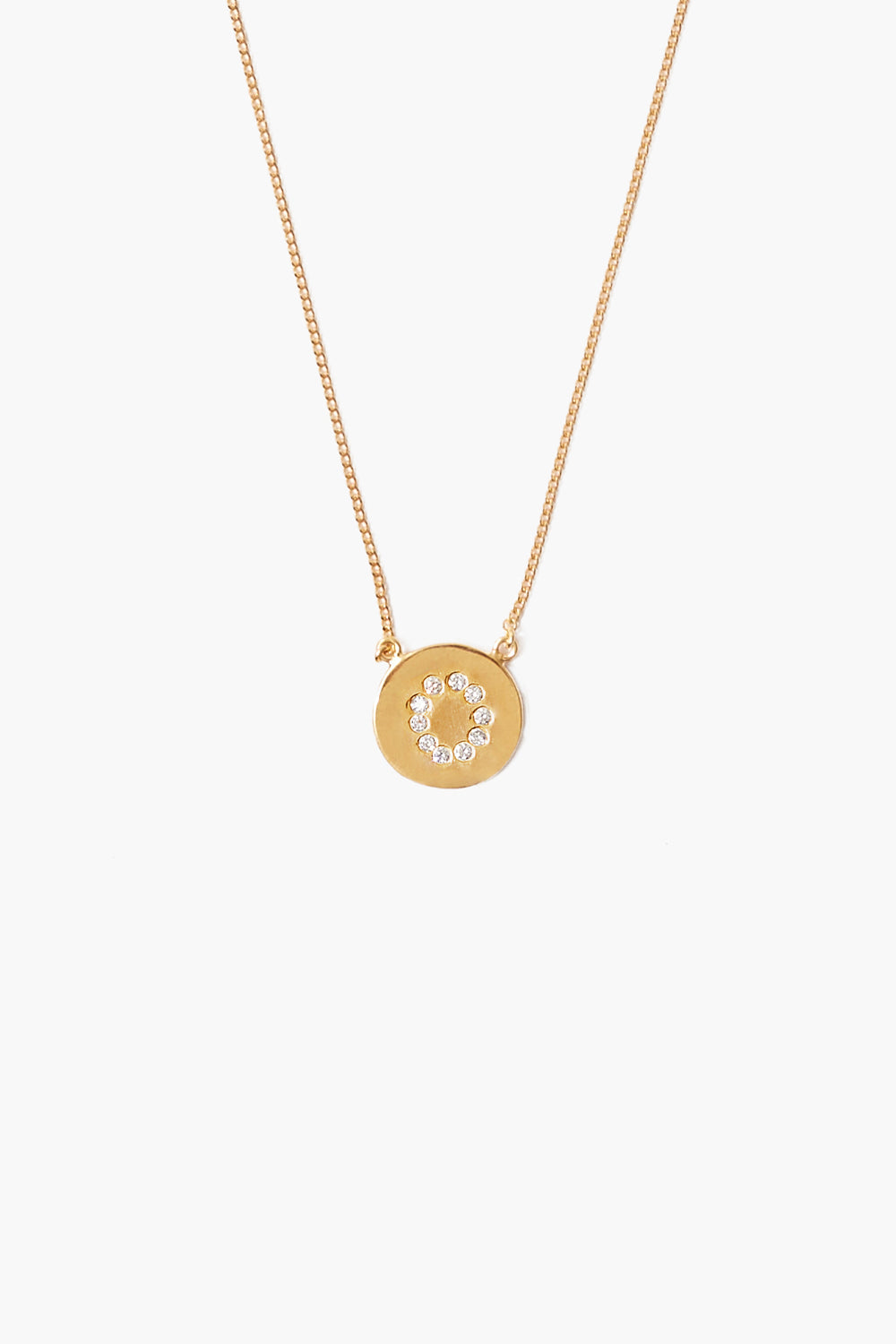 Diamond Initial Coin Necklace Gold