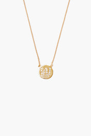 Diamond Initial Coin Necklace Gold