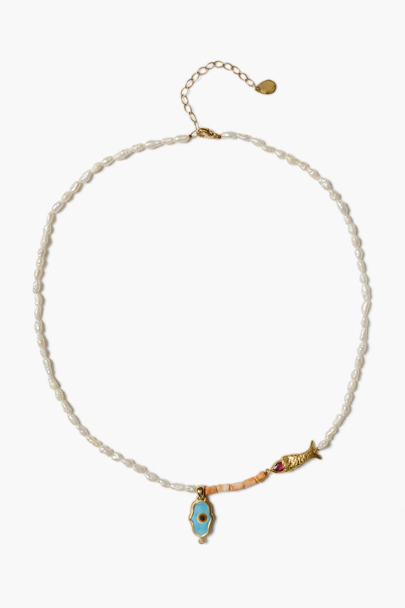 Sedna Evil Eye Necklace Pearl Mix