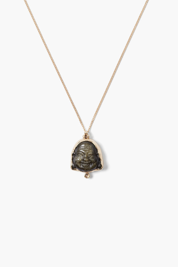 14k Buddha Necklace Golden Obsidian