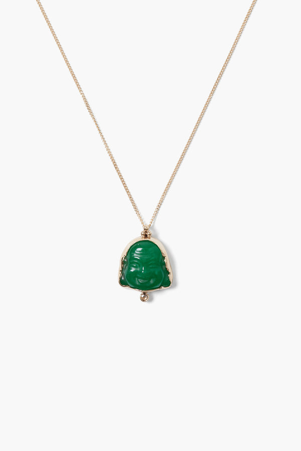 14k Buddha Necklace Green Quartz