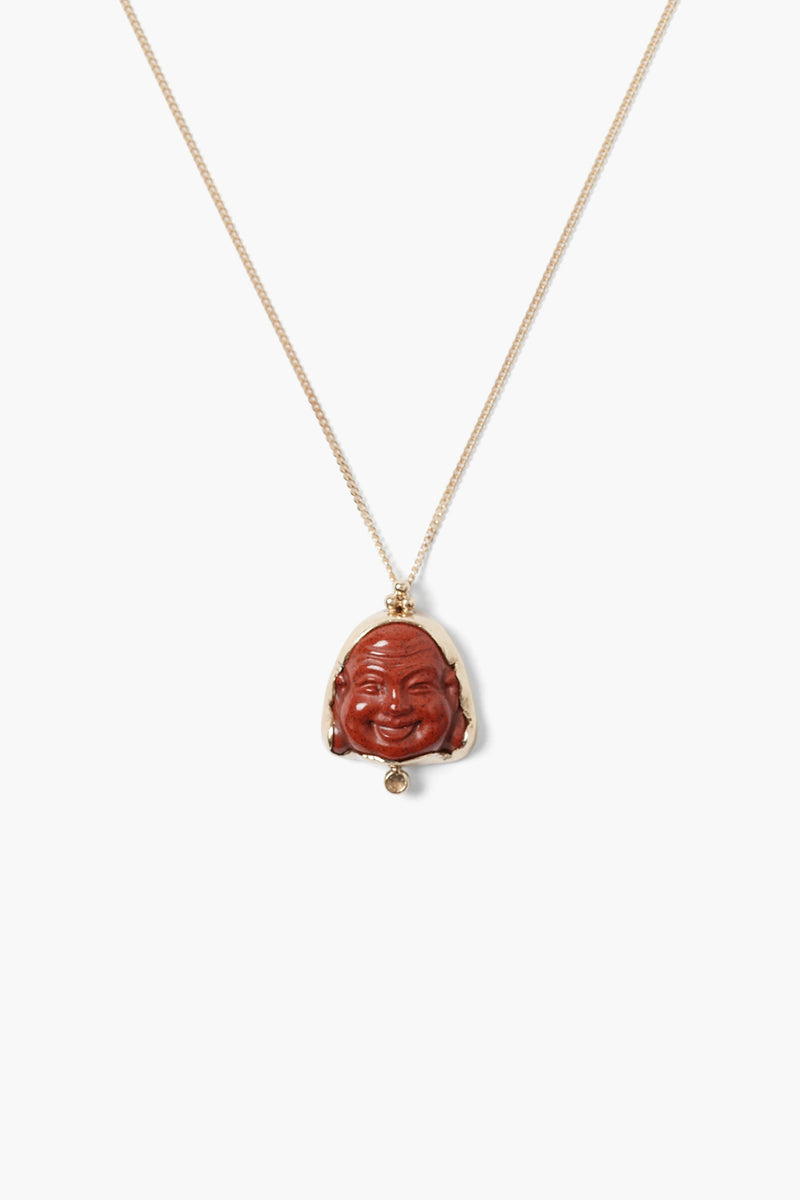 14k Buddha Necklace Red Jasper