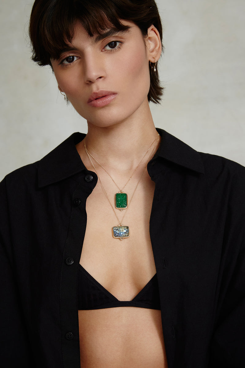 14k Gardenia Necklace Green Quartz
