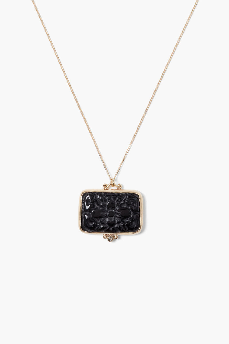 14k Acacia Necklace Black Obsidian