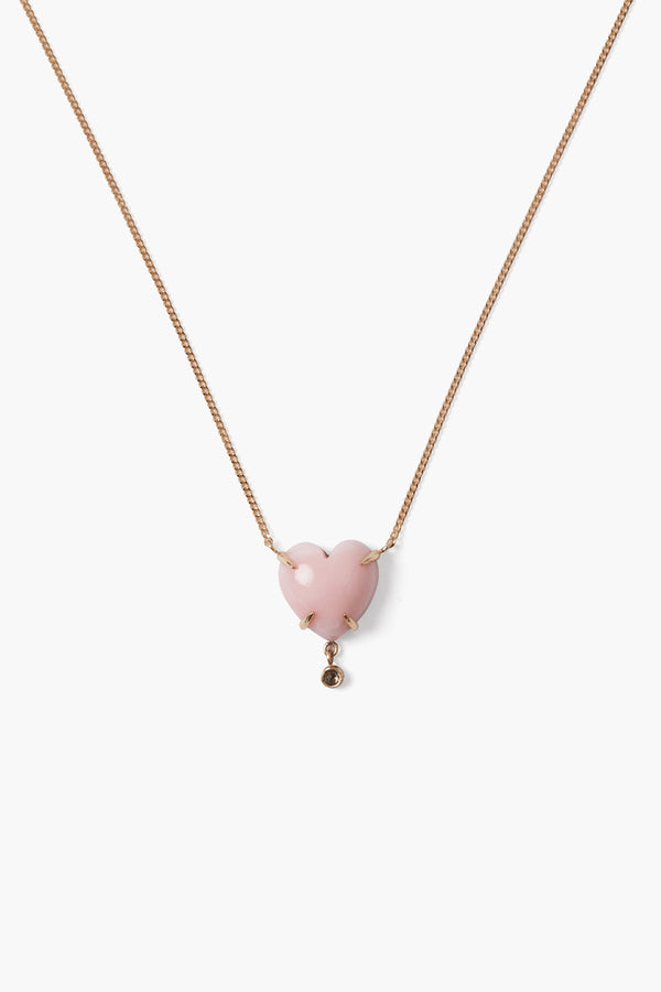 14k Heart Necklace Pink Opal