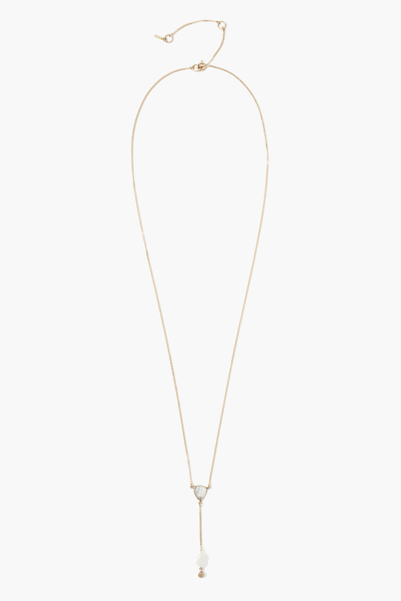 14k Sloane Lariat Necklace White Pearl Mix