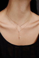 14k Sloane Lariat Necklace White Pearl Mix