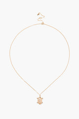 14k Turtle Necklace Peach Pearl