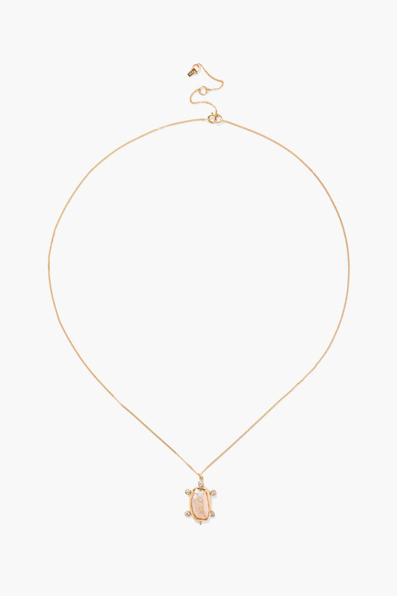 14k Turtle Necklace Peach Pearl