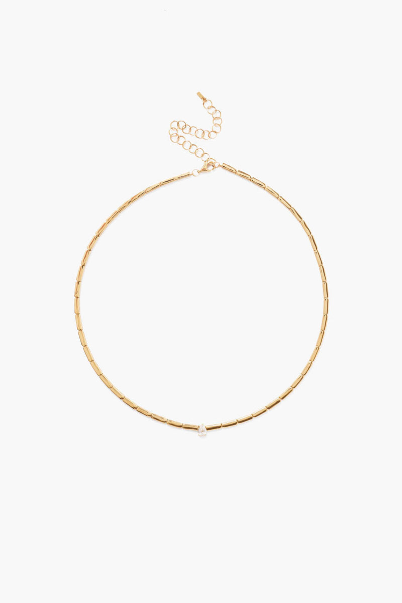 14k Diamond Pear Necklace Yellow Gold