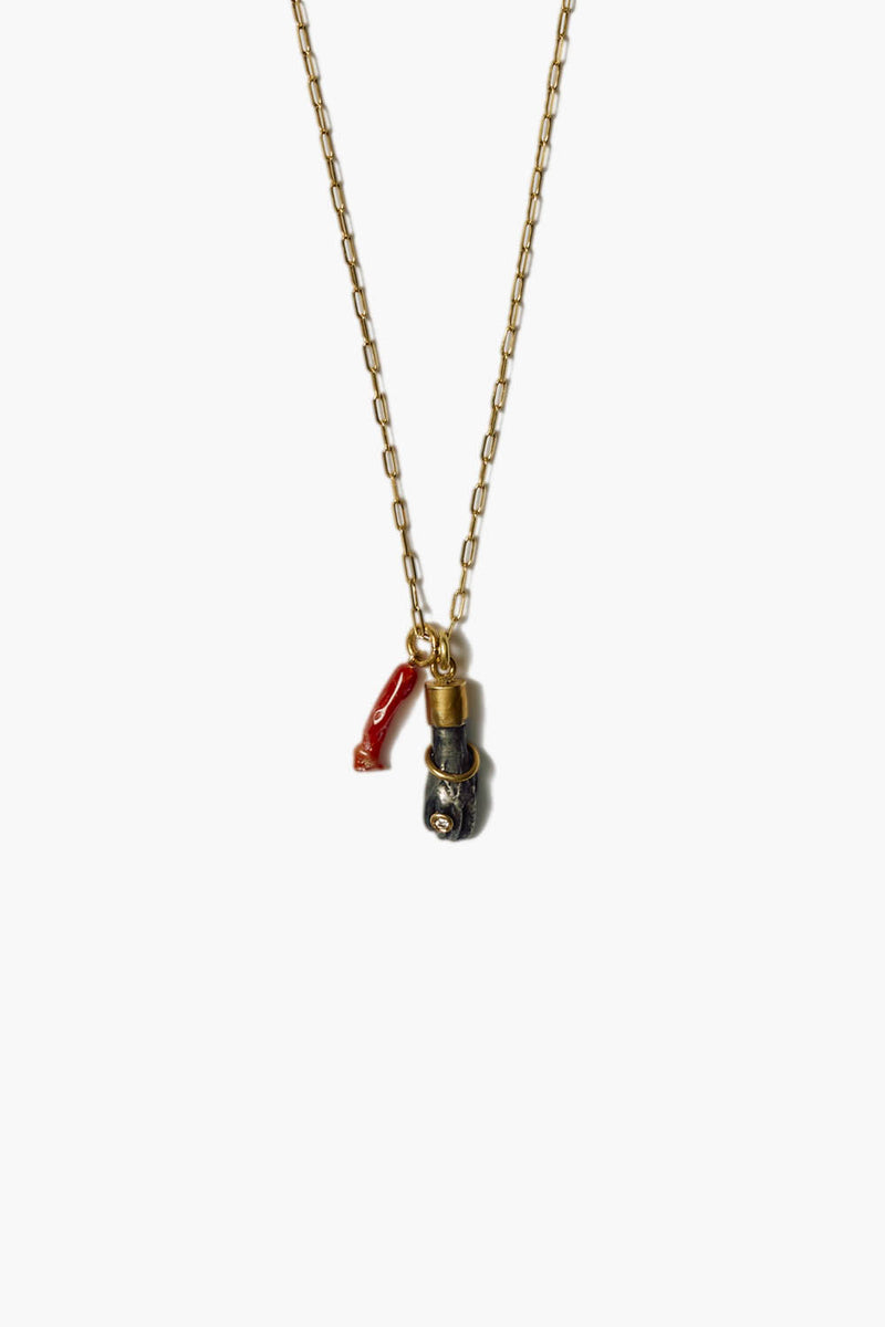 14k Mano Figa Necklace Red