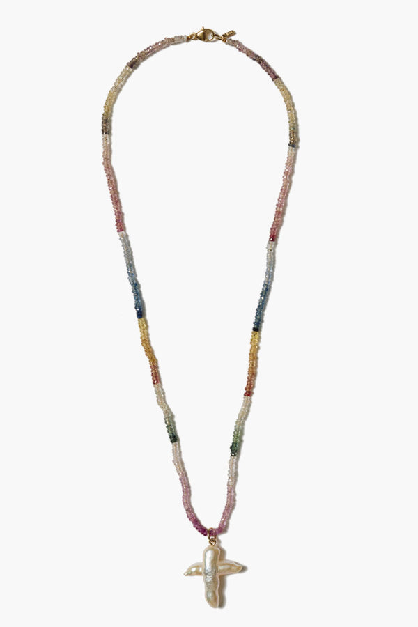 14k Bermuda Necklace Multi Sapphire