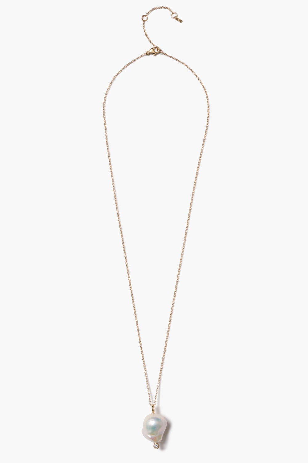 14k Diamond Baroque Necklace White Pearl
