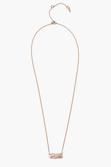 14k Diamond Biwa Bar Necklace Pearl