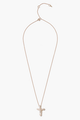 14k Diamond Pearl Cross Necklace White Pearl