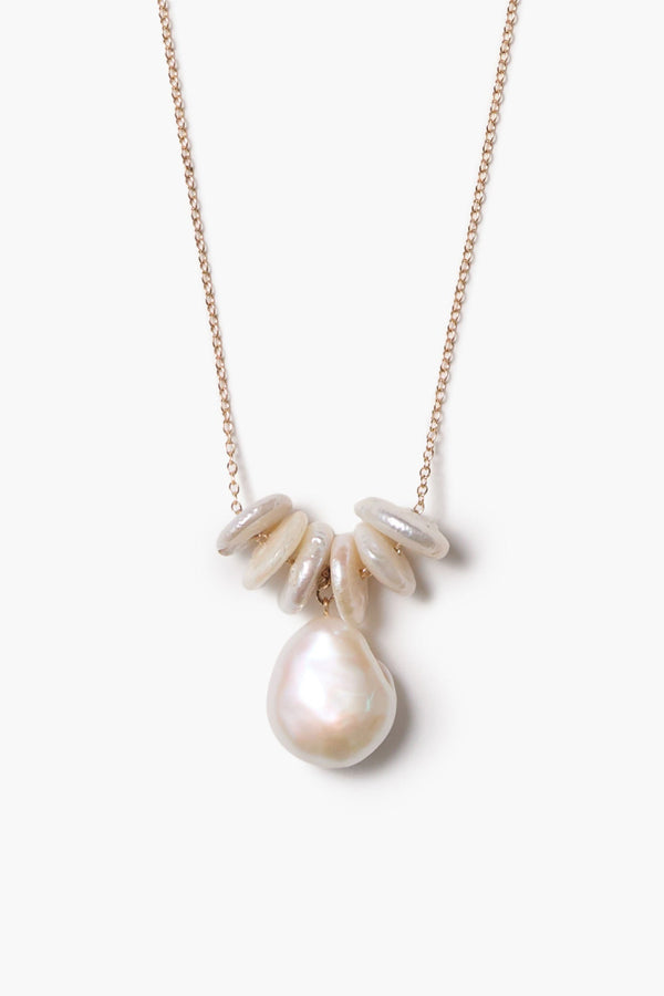 14k Abacus Necklace White Pearl