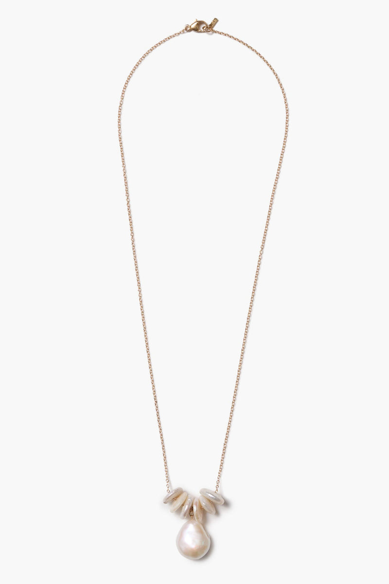 14k Abacus Necklace White Pearl