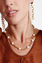 Nautica Chain Necklace White Pearl